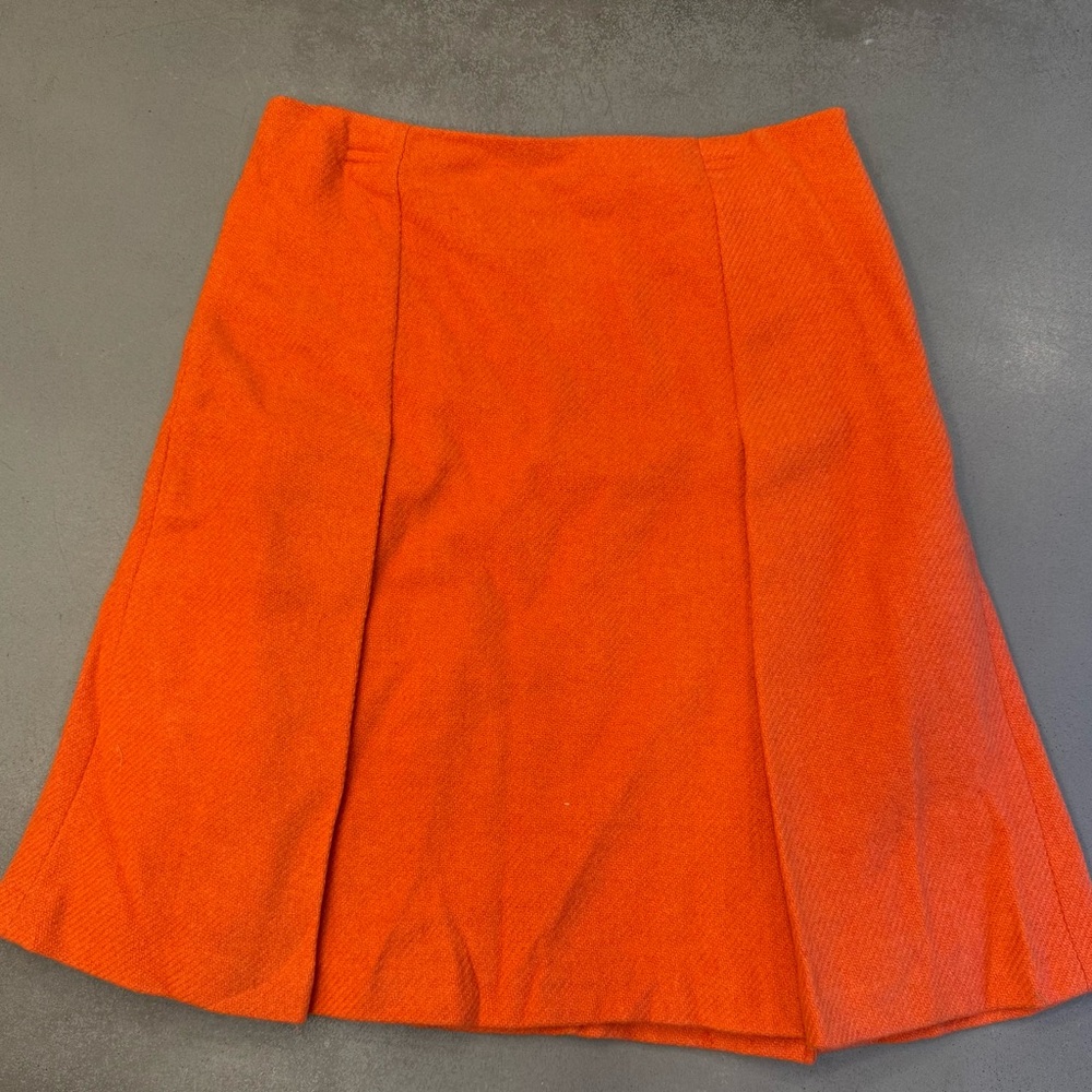 Lauren Ralph Lauren Bright Orange Wool A-Line Lined Skirt